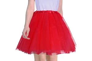 Phantomon Tutu Skirt Women's Teens Classic Elastic 4 Layered Tulle Ballet Tutu Skirt, Adult Size Non See-Through
