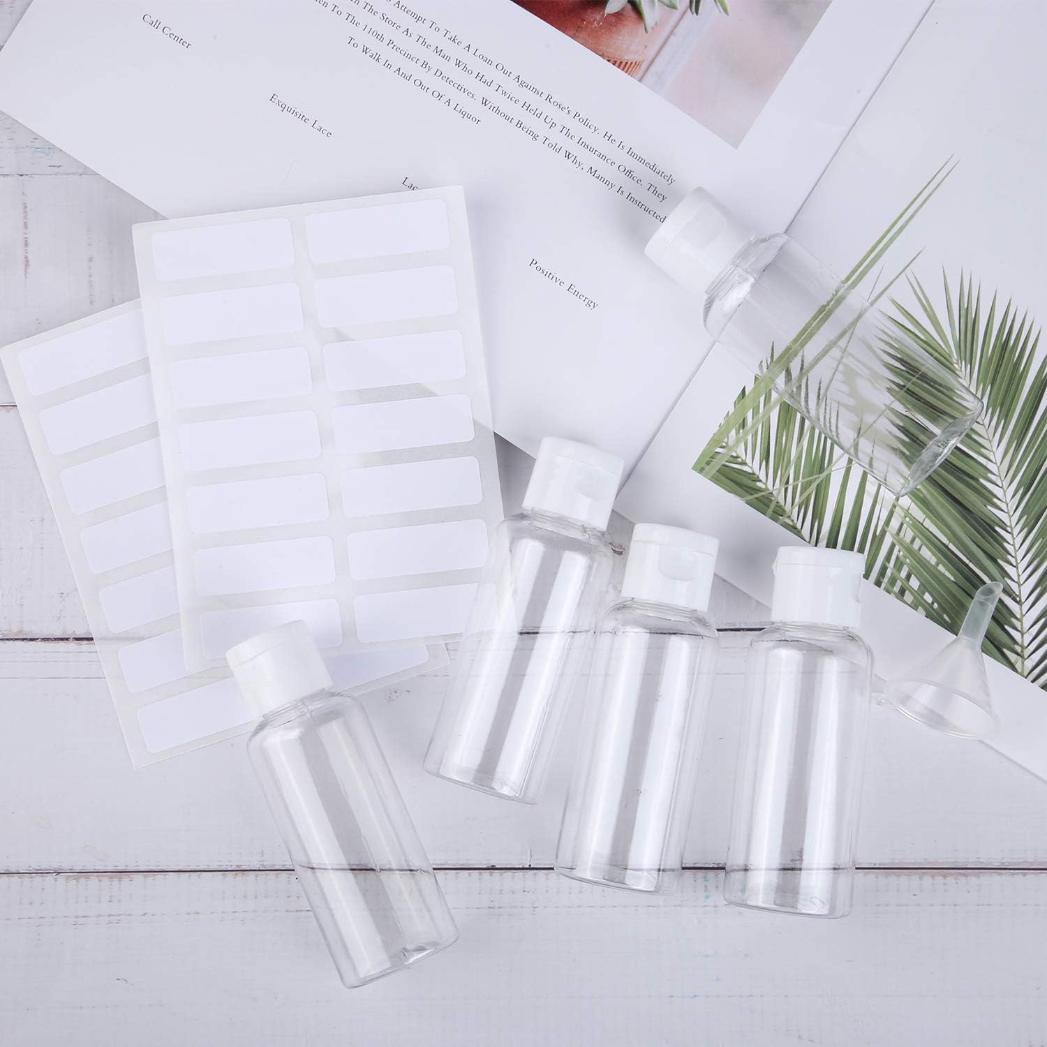 URATOT 12 Pieces Flip Cap Bottles Plastic Cosmetic Bottles Refillable Liquid Containers Travel Bottles for Cosmetic, Vocation, 50 ml : Beauty