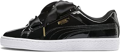 puma basket heart patent black