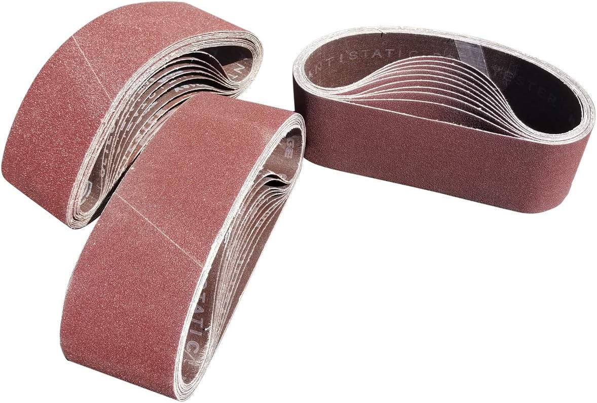 Tonmp 30 PCS 3 inch x 21 inch Sanding Belts - 10 Each of 40 80 120 Grit Aluminum Oxide Sanding Belts For Belt sander (3x21 inch) - - 