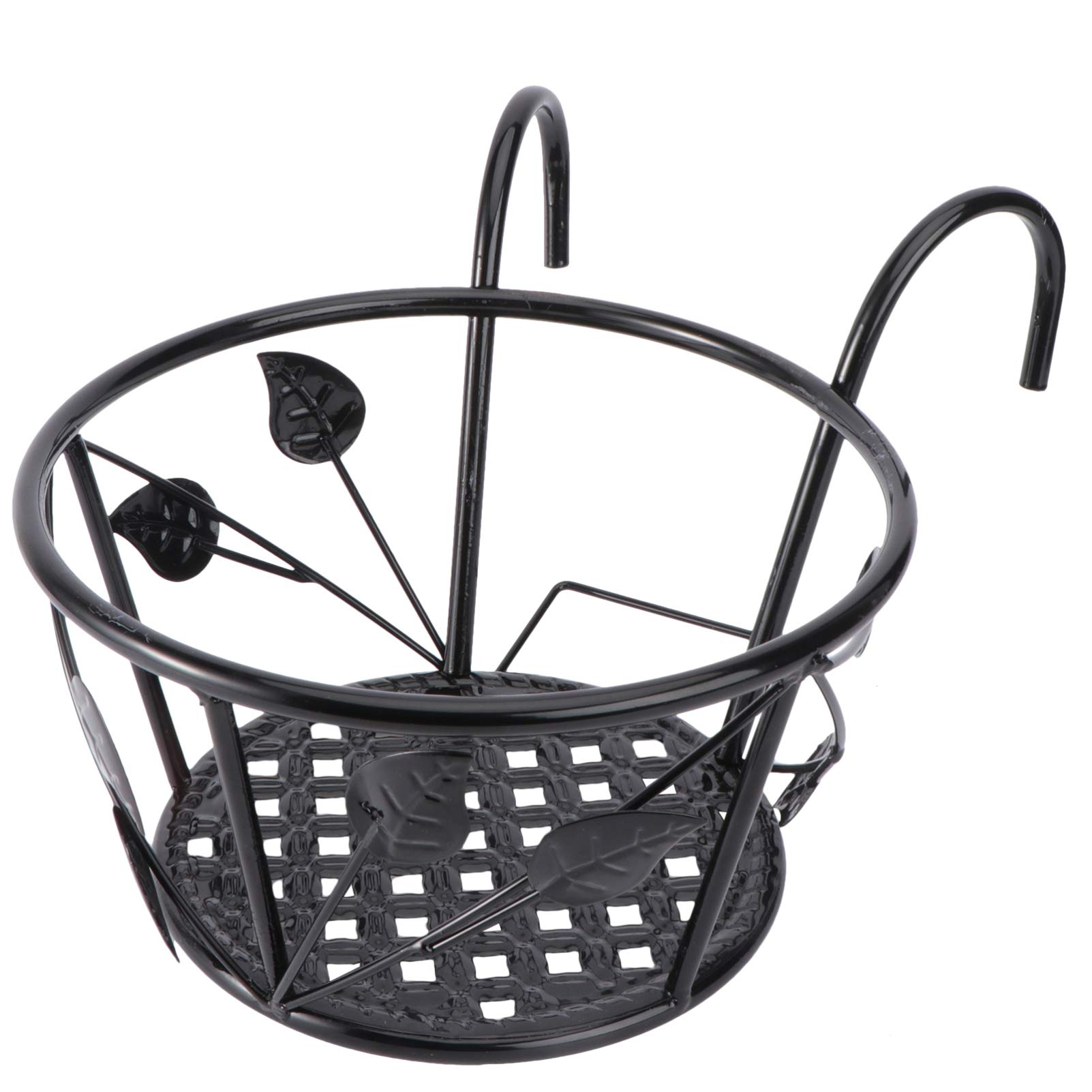 DOITOOL Hanging Railing Planter Holder Mounted Balcony Round Plant Baskets Flower Pot Holder Over The Rail Potted Stand Shelf for Balcony Garden Fence Black