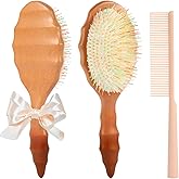 Handmade Boar Bristle Hair Brush for Women Girls with All Hair Types - Restore Natural Shine for Frizz Control At-Home Salon Treatment to Smooth, Detangle and Add Volume for Thin Hair