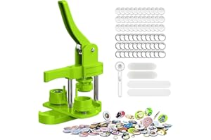 Aiment 32mm Button Maker Kit – 1.25 Inch Button Maker Pin Badge Press Machine with 100PCS Supply Parts & Circle Cutter & Cutting Mat, Perfect for DIY Crafts & Birthday Gifts