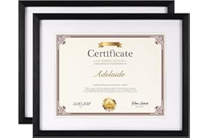 Lavezee 8.5x11 Certificate Picture Frame for 8.5 x 11 Diploma with Mat, or 11x14 Black Document Frames without Mat, Set of 2