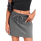 Fisoew Women's Casual Mini Skirt Drawstring Summer High Waist Bodycon Workout Short Pencil Skirt