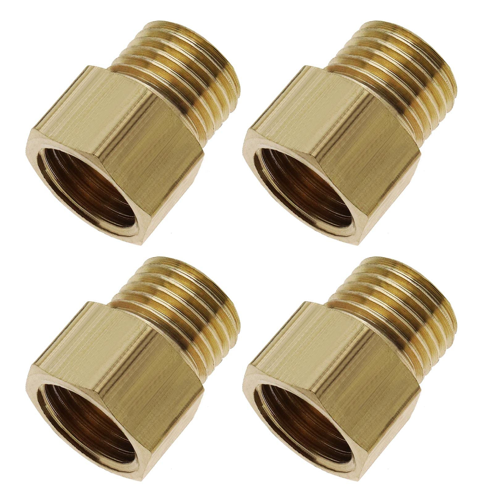 4Pcs 1/4 Inch Female to 1/4 Inch Male BSP Thread Pipe Conversion Adapters Brass Hex Bush Pipe Fitting Connector for Air Water Gas Fuel Oil