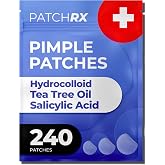 PatchRx Salicylic Acid Pimple Patches for Face, 240 Hydrocolloid Face Dots | 240 hydrocolloid dots with salicylic acid &amp; tea tree oil, peel-and-stick covers designed for convenient day or night wear.