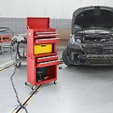 TANGZON Lockable Rolling Tool Cabinet with Middle Compartment Red view 8