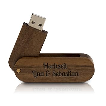 Geschenkidee.de USB-Stick mit Gravur 4 GB | Flash Drive aus Holz mit individuellen Wunsch-Text | Perfekt für jeden Anlass - H