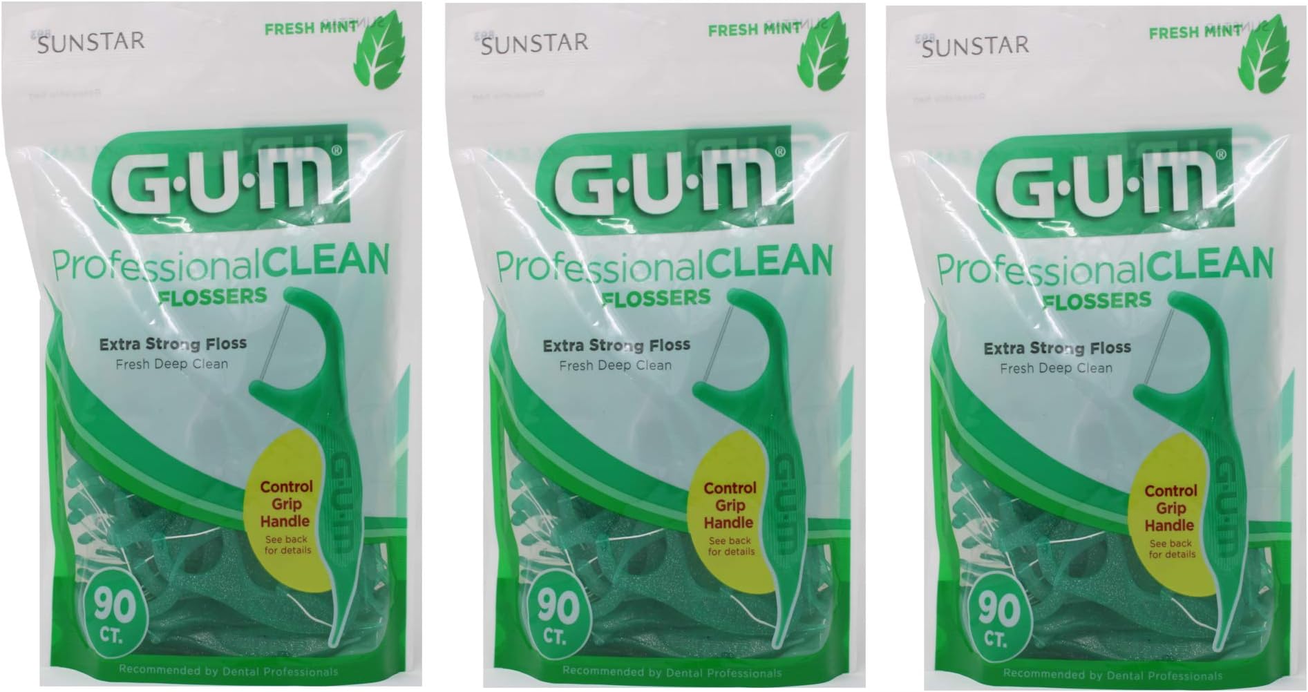 Gum Professional Clean Flossers, Fresh Mint 90 ea (Pack of 3)