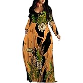 Plus Size Maxi Long Dress Fall Winter Clothes Sexy Outfits for Women Printed Loose Cute Dress