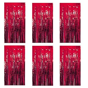 Buy Urvi Creations 6 Pcs Red Colour 3ft X 6ft Tinsel Metallic Foil