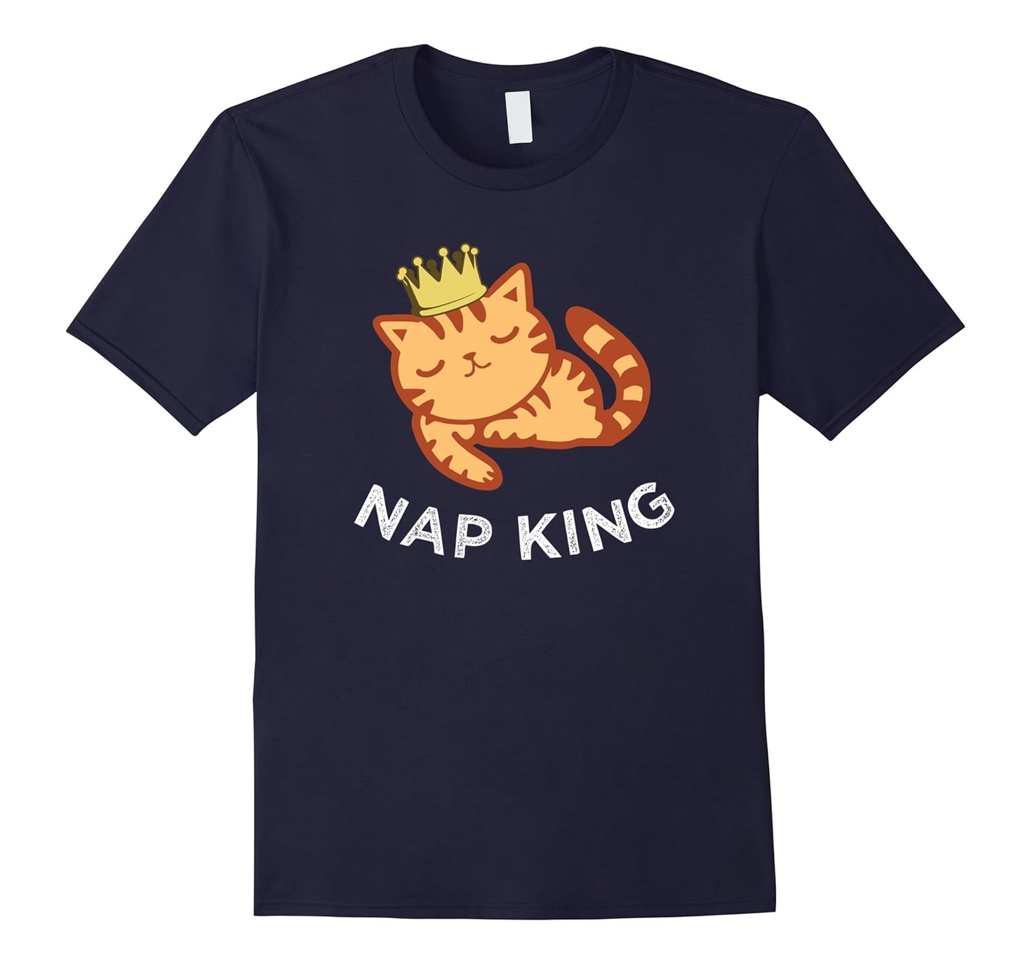 Nap King Cat T-Shirt, Sleeping Funny Crown Kitten Tee-ANZ