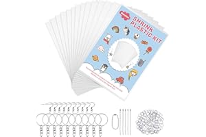 Warckon 137 Pieces Shrink Plastic Sheet Kit Include 12 PCS Shrinky Art Paper with 125 PCS Keychains Accessories for Kids Creative Craft