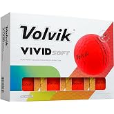 Volvik Vivid Soft Matte Finish Assorted (Green, Orange, Red, Yellow) Golf Balls (One Dozen)