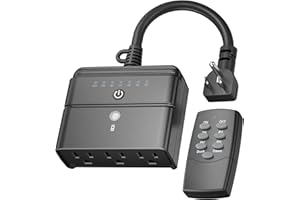 BN-LINK Dusk to Dawn Light Sensor Timer, 100 FT Range Remote Control with 3 Grounded Outlets，Outdoor Light Timers Waterproof, 15A 1/2HP, ETL Listed