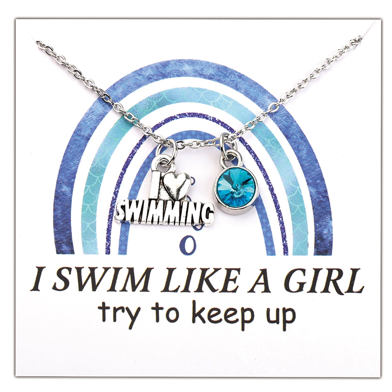 CENWA Swimming Necklace Swimming Lover Gifts Swim Like A Girl Swim Team Gift Swim Coach Necklace Swimming Girl Gift (Swimming N eu)