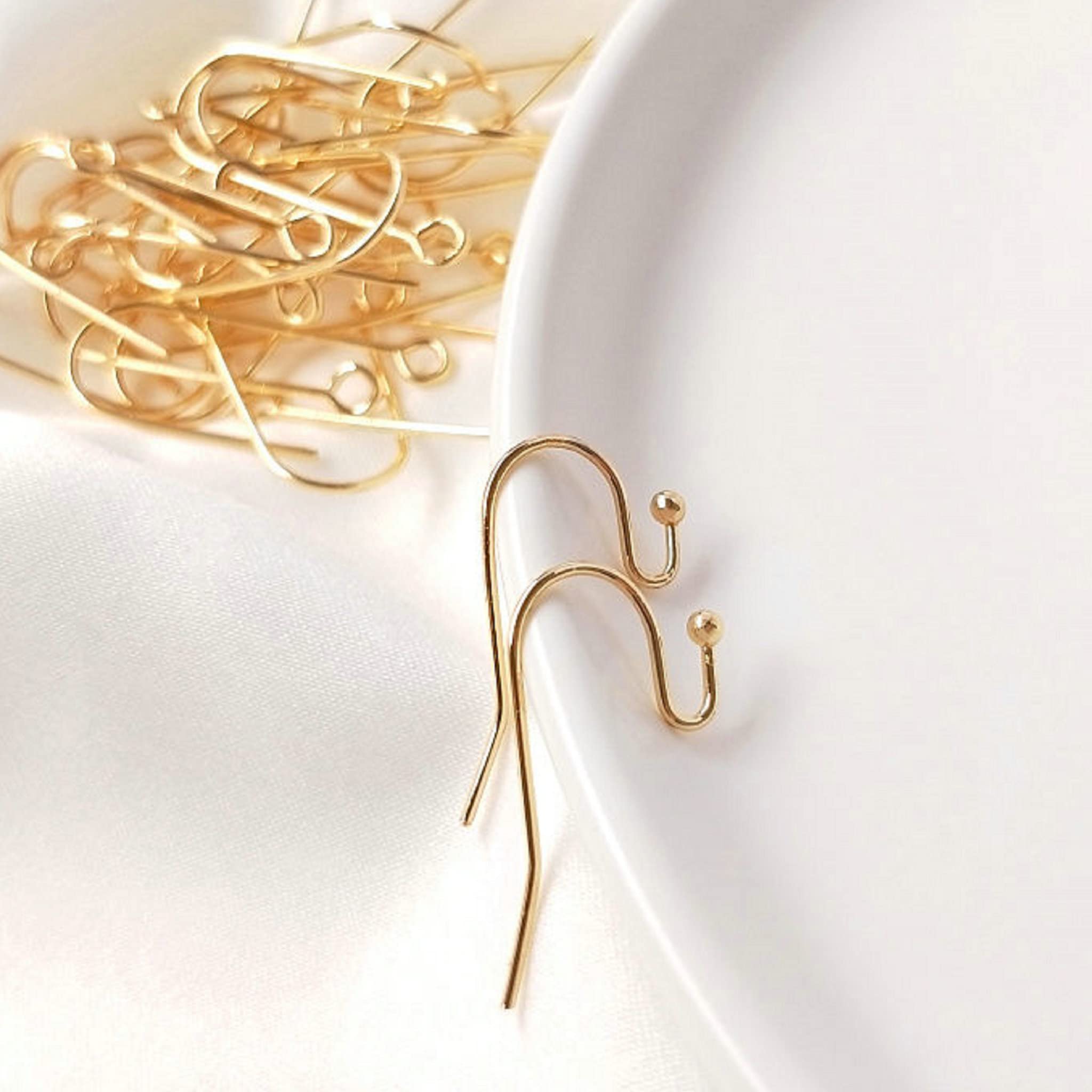 100 Pcs Earring Hooks Stainless Steel Golden Fish Ear Wire Ball Hooks for Jewelry Earring Making — image 1