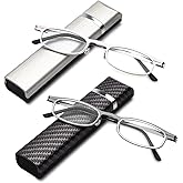 LianSan Compact Folding Reading Glasses for Men Women - Portable Blue Light Blocking Foldable Computer Readers with Slim Case