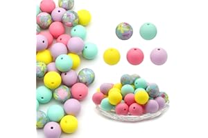 David accessories Silicone Beads 15mm Silicone Beads Bulk Round Silicone Beads for Keychain Pens Lanyards Bracelet Necklace Jewelry Making DIY Craft 50Pcs (O)