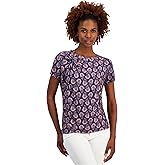 Nautica Jeans Women's Paisley Twist-Accent Crewneck T-Shirt (Denim Multi, Small)