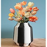 Black and White Striped Ceramic Vase for Home Decor, Large-Caliber vases with Visual Impact, Minimalist Style for Holiday and Wedding Decoration Desktop 0rnaments