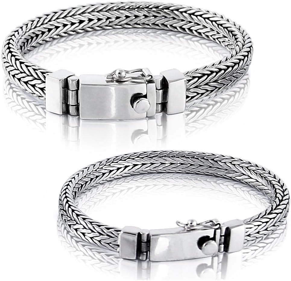 Solid 925 Sterling Silver Small or Big Style Men Bracelet - Size range 7 to 10 inches