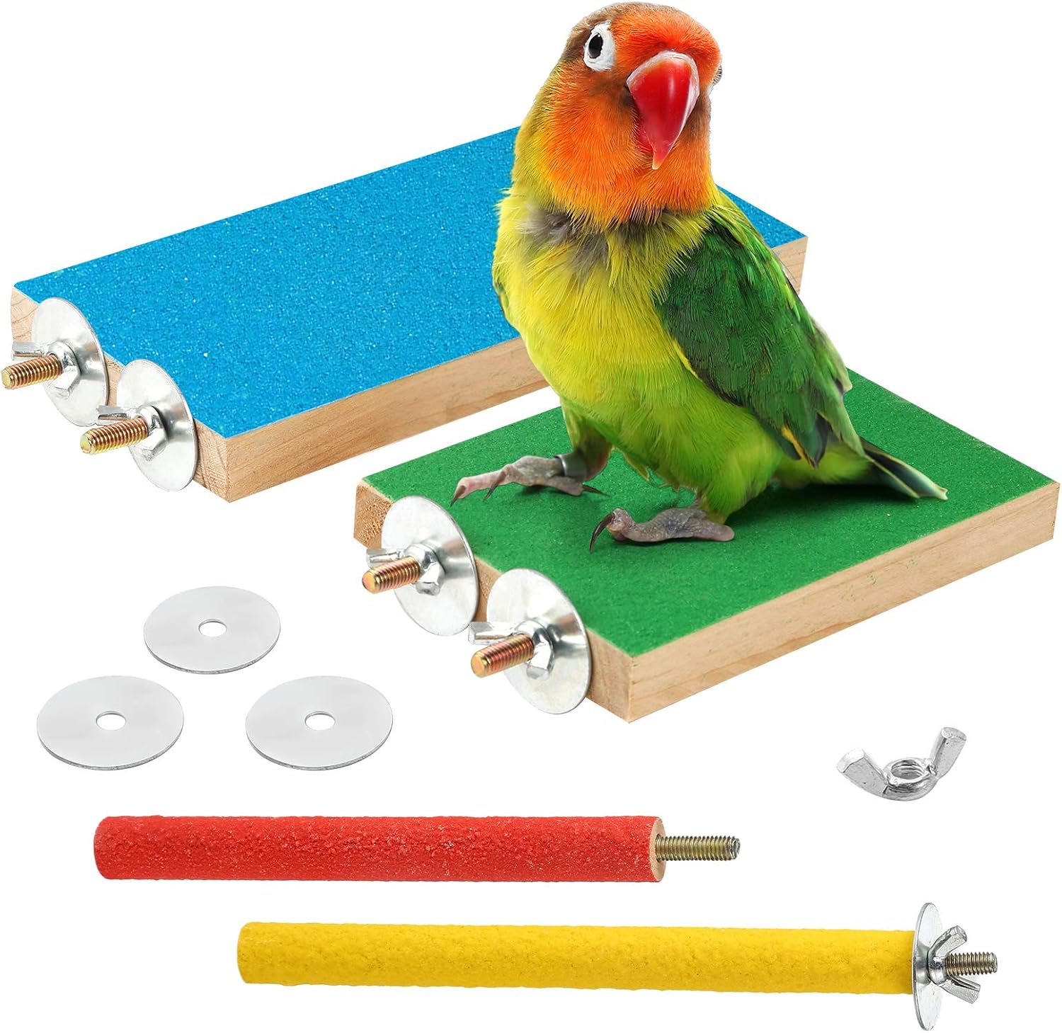 Woiworco 4 Pieces Parrot Perches Stand Toy, Bird Cage Perches Platform