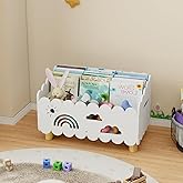 Wood Kids Bookshelf, Montessori Bookshelf, With 2 Adjustable Dividers, Suitable Kids Rooms, Nursery & Classroom, Kids Bookshelf And Toy Storage, Toddler Book Rack, Nursery Book Shelves, (White) big