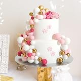 ASTARON 32 Pcs Ball Cake Topper Decorations Pink Gold Foam Balls Sticks view 5