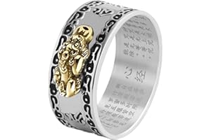 HJ HUAJ Feng Shui Ring Feng Shui PiXiu Mantra Ring PiXiu Rings,Anillo PiXiu Anillo De La Suerte Feng Shui Amulet Lucky Wealth Jewelry Rings
