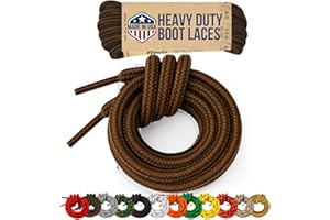 Mercury + Maia Honey Badger Boot Laces, USA Made Indestructible Shoelaces, Round Heavy Duty Bootlaces for Work & Hiking