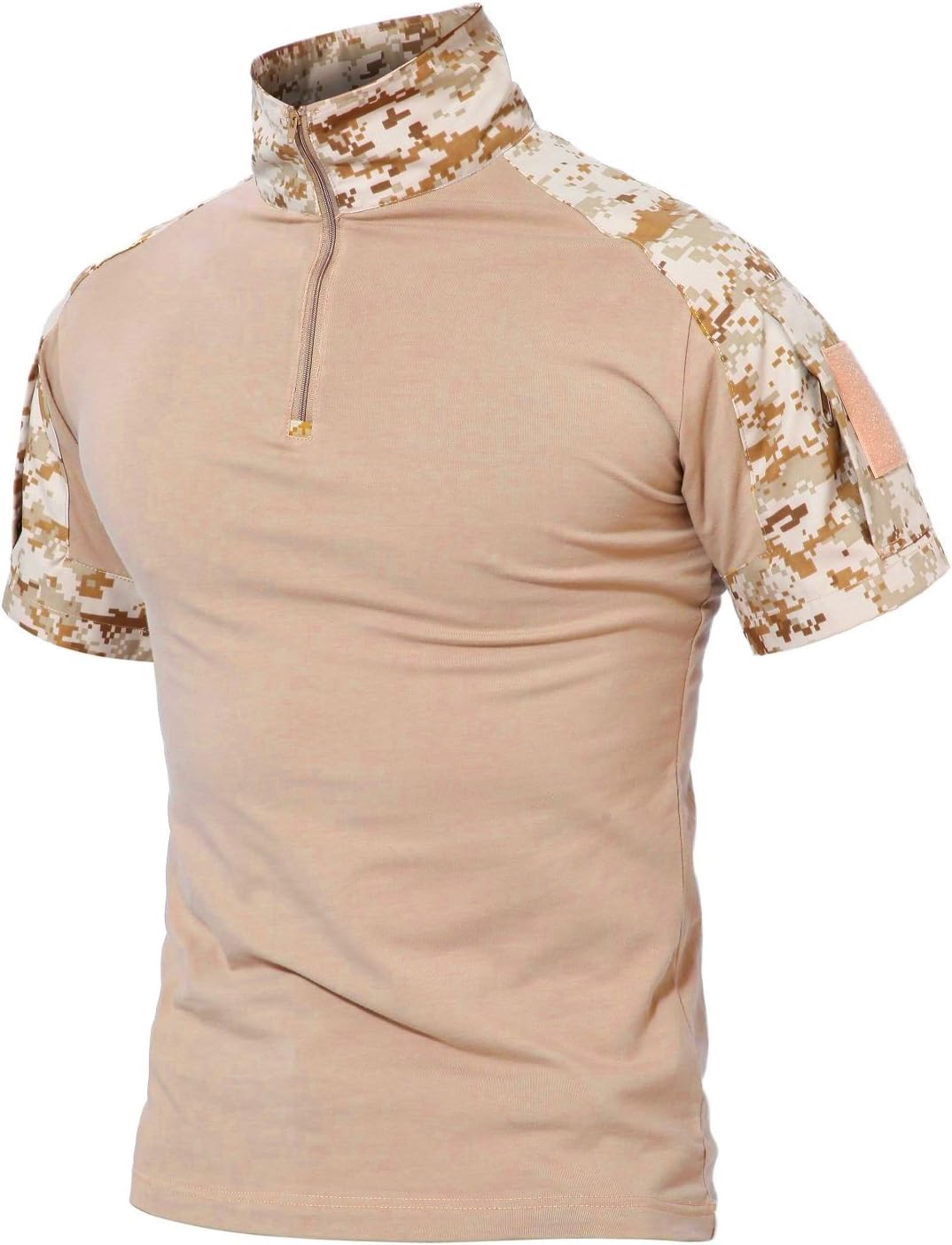 SEEU Military Men's Shirts Mens Camo Cargo Combat T-Shirt with 1/4 Zipper