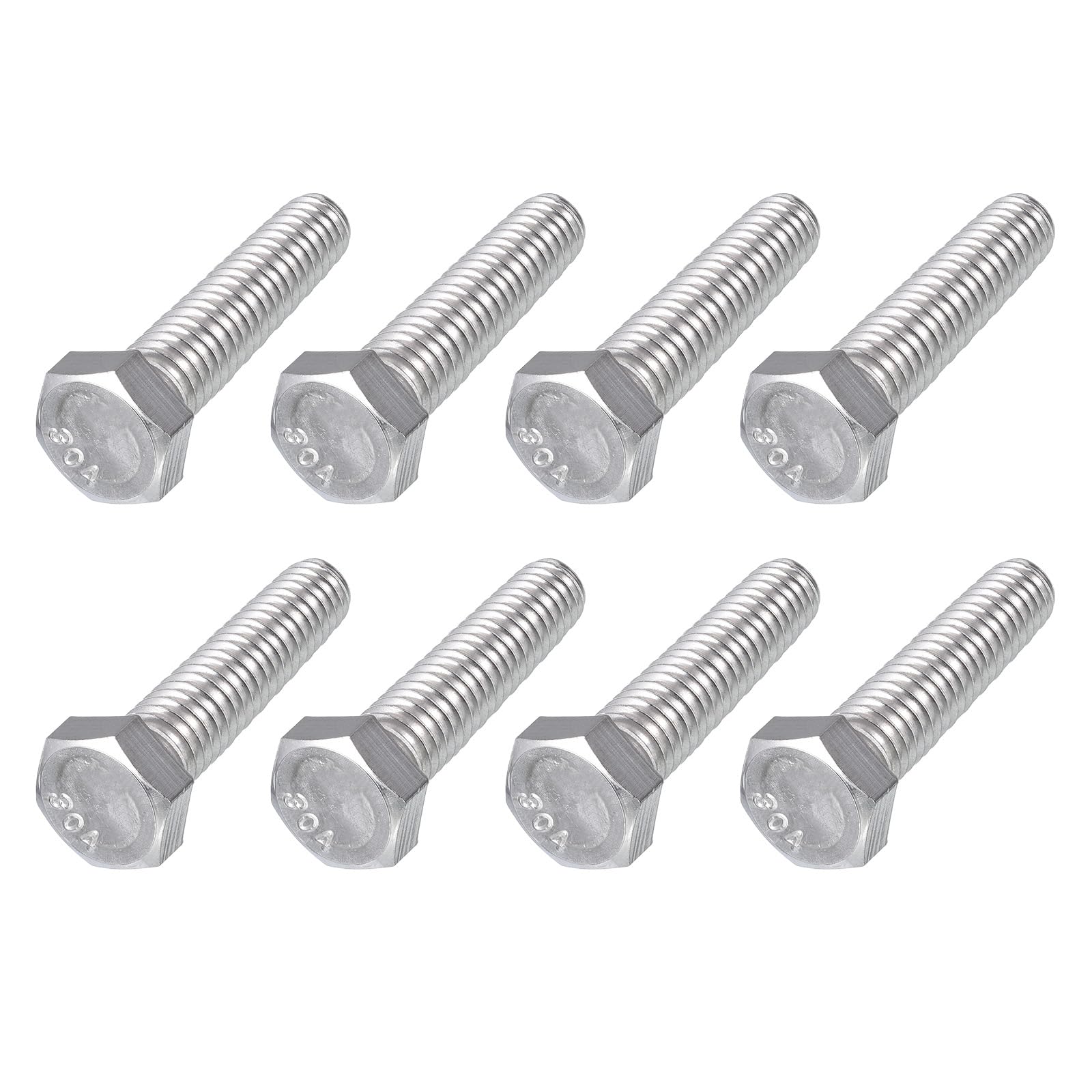 METALLIXITY Hex Head Bolts (3/8-16 x 1-1/2") 8Pcs, 304 Stainless Steel 18-8, Fully Threaded, External Hex Drive, Plain Finish, Hex Head Screw Bolt, Silver — image 1