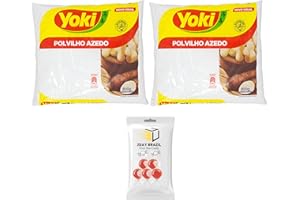 Yoki Sour Starch - Polvilho Azedo GLUTEN FREE 17.6 (oz 500g) PACK OF 2 Bundle With 2DAY BRAZIL Fruit Hard Disc Candy