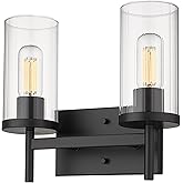 Golden Lighting 7011-BA2 BLK-CLR Winslett Bath Fixture, Matte Black- Bathroom Light Fixture, Bathroom Light Fixtures, Lights,