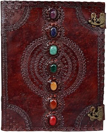 Amazon Tuzech レザージャーナルブック セブンチャクラ 中世のストーンエンボス加工 ハンドメイド 影の本 ノート オフィス 日記 カレッジブック 詩本 スケッチブック 13インチ 日記帳 文房具 オフィス用品