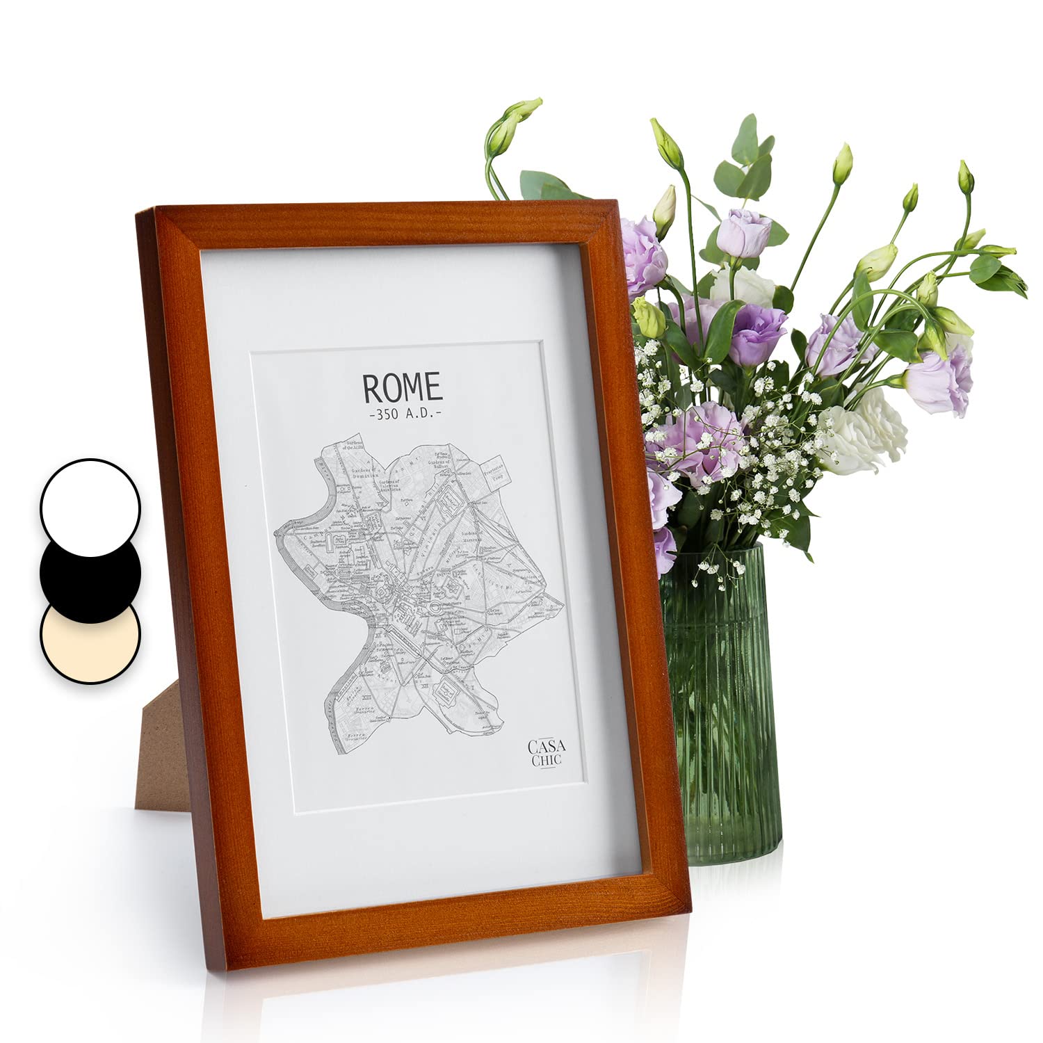 Classic by Casa Chic – Solid Wood A4 Photo Frame – Rustic Brown – Mount for 6×8 inch (15×20 cm) Picture or Certificate -Tempered Glass