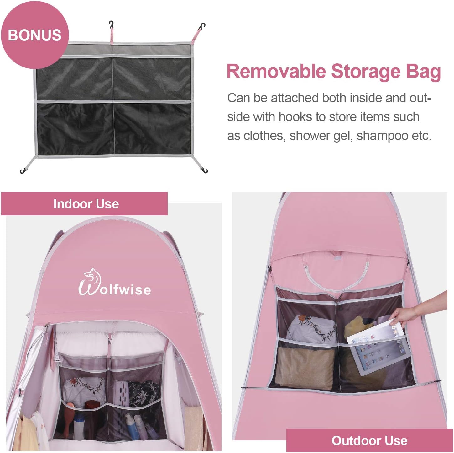 WolfWise Portable Pop Up Privacy Shower Tent Spacious Changing Room for Camping Hiking Beach Toilet Shower Bathroom: Sports & Outdoors