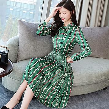 Amazon Com Drlyqyjf Vintage Print Long Sleeve Dresses Autumn