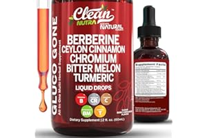 CLEAN NUTRACEUTICALS Clean Nutra Berberine with Ceylon Cinnamon Supplement Liquid Drops + Bitter Melon Extract, Glucomannan, Gymnema, Chromium, Turmeric, Organic Panax Ginseng, Moringa GLP-1 Support