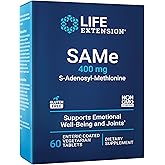 Life Extension Same, S-Adenosyl-Methionine, 400 mg, Best-Selling Mood Health, Liver Health and Joint Support Supplement, Non-GMO, Vegetarian, Gluten Free, 60 enteric-Coated Tablets