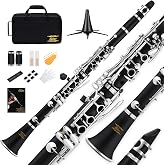 Eastar B Flat Ebonite Clarinet Beginner, Nickel, Hard Case Kit, ECL-300