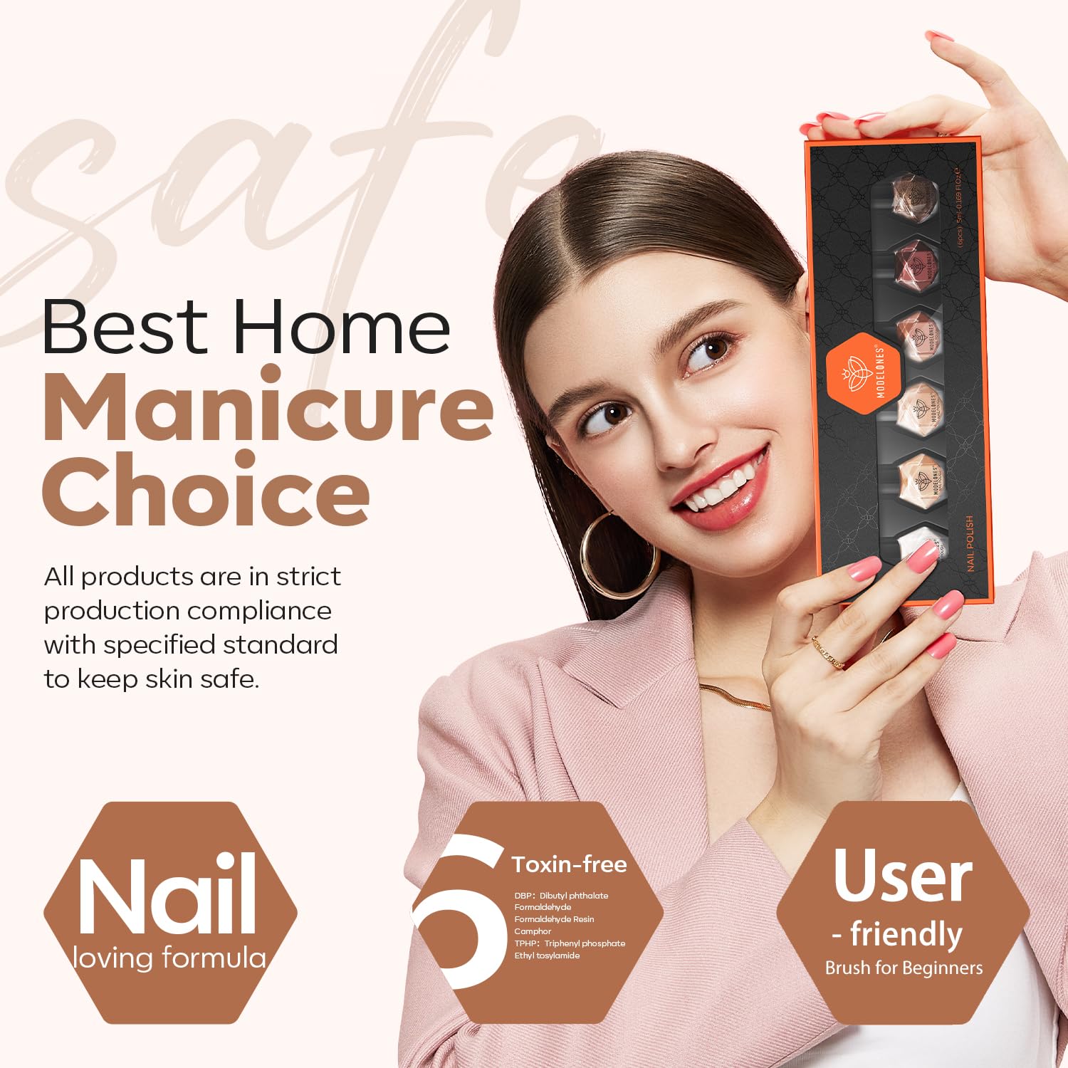 modelones Nail Polish 6 Colors Brown Nude Silver Glitter Nail Polish Set Skin Tone Spring Collection Quick Dry Mini Manicure DIY Nail Art Salon Home Gift For Women Girl - Image 7