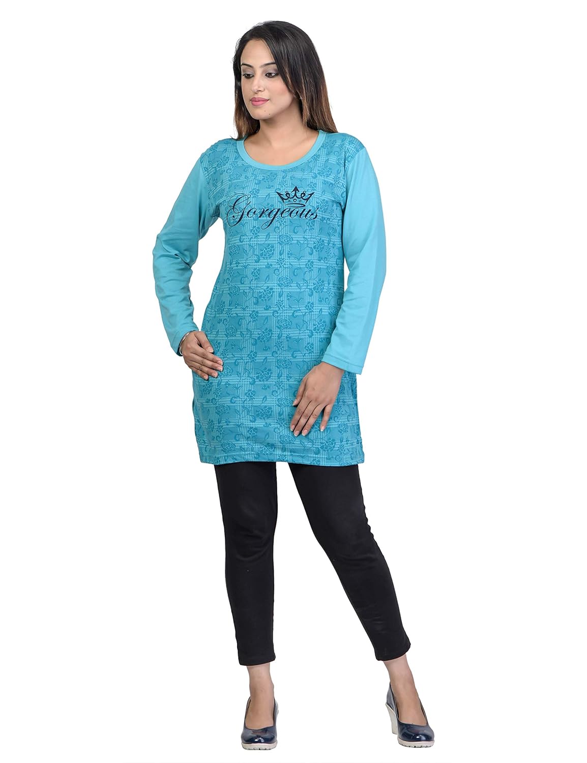 duchess women's cotton round neck casual night top