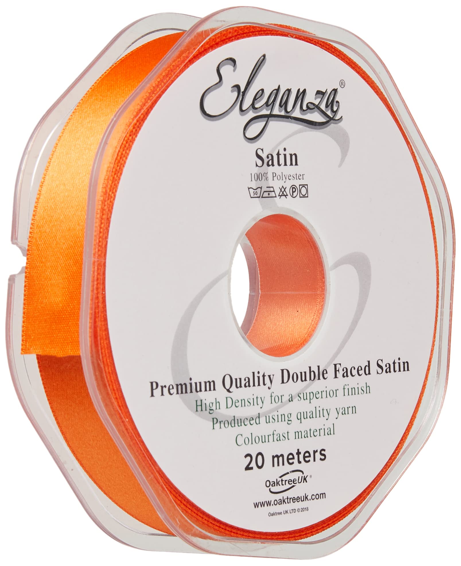 ELEGANZA Double Faced Satin 15mm x 20m Orange No.04, 15 mm x 20 m