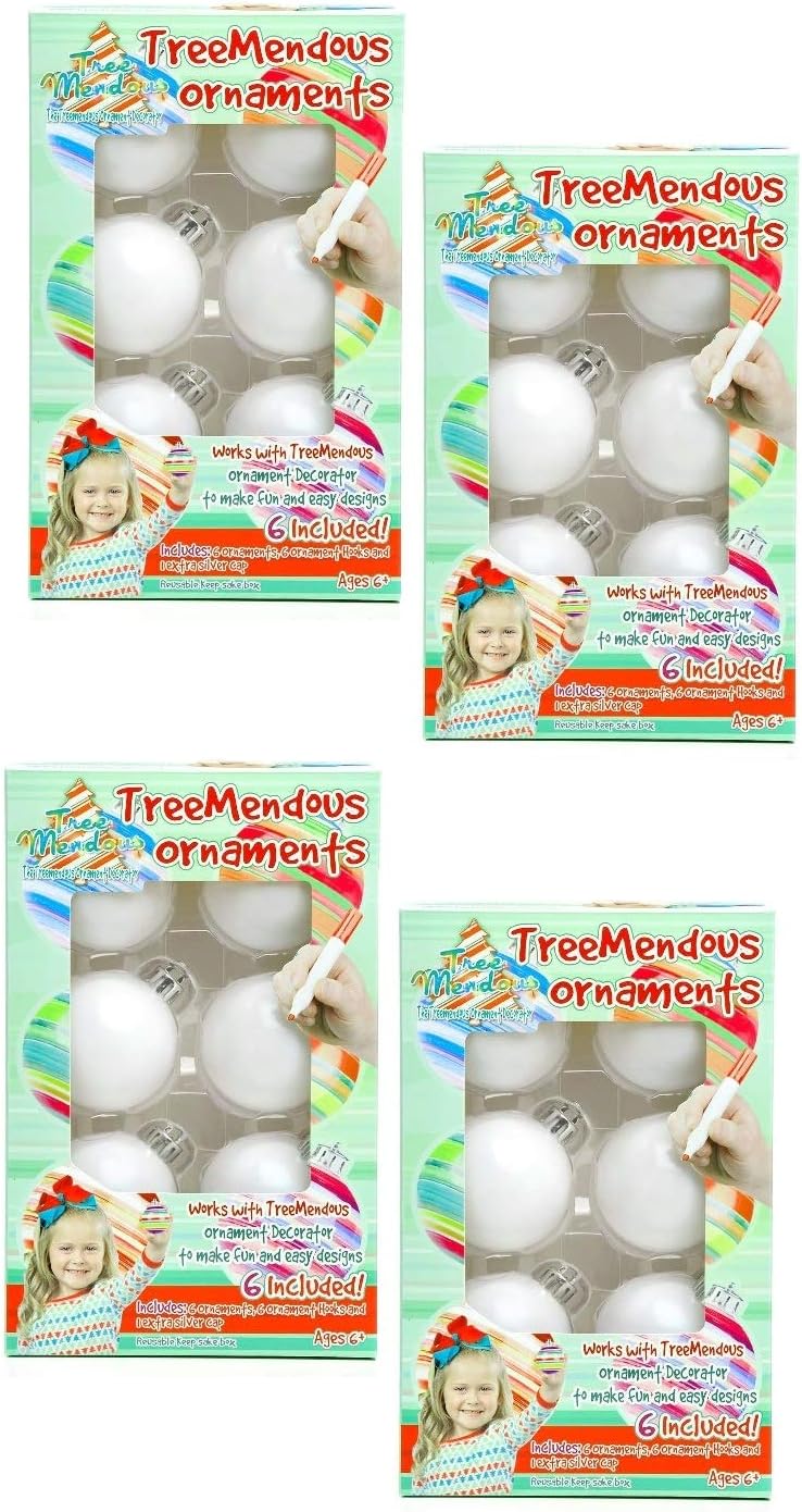 TreeMendous Christmas Tree Ornament Decorating Refill Kit - Includes 24 Blank Ball Ornaments for DIY Craft Activities