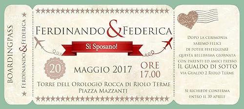 Partecipazioni Matrimonio Personalizzate Inviti Nozze Biglietto Aereo Vintage Boardingpass Disponibile In Tutti I Colori 10 Pezzi Amazon It Handmade