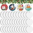 35 Pcs Sublimation Ornament Blanks – Round Double-Sided MDF Christmas Ornaments With Gold Thread & Red Cord For DIY Heat Transfer Crafts