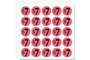 DUGUTUL 500pcs $7 Price Stickers for Garage Sale and Yard Sale | 7 Dollar Price Tags Labels | Super Bright & Jumbo 1" Diameter | Preprinted Price Labels | Garage Sale Stickers